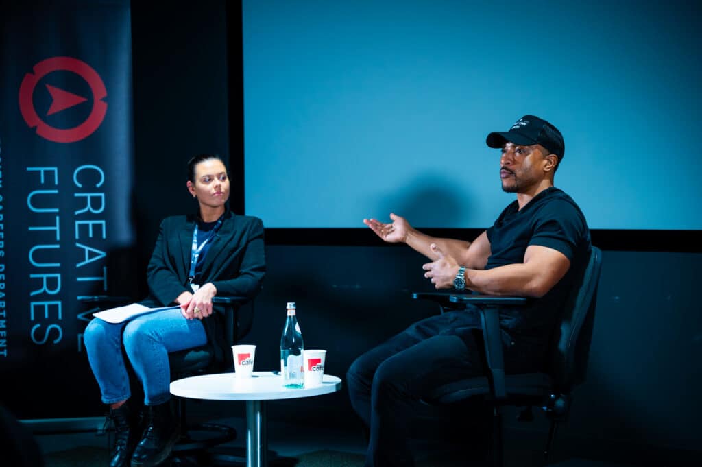 Ashley Walters is interviewed by careers manager Lucy