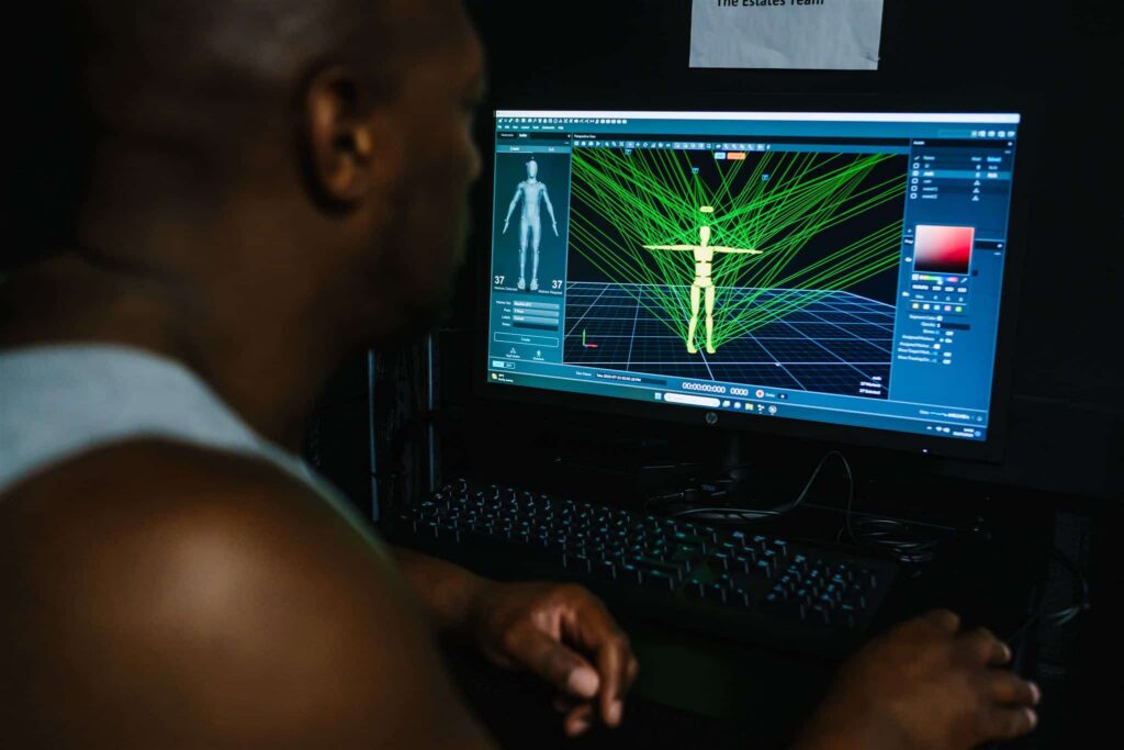 lee views a generated model on the computer screen